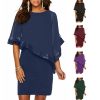 Sequin Mesh Poncho Batwing Sleeves Casual Party Dress
