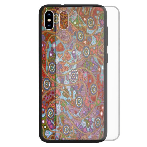 Aboriginal Art Print Theme Tempered Glass Back Case Mobile Phone Cover