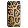 Leopard Fur Print Tempered Glass Back Case Phone Cover