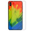 Tempered Glass Phone Case for iPhone, Samsung, Huawei and OPPO featuring Colourful Bird Feather Print Pattern