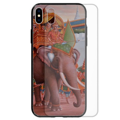 Elephant Theme Tempered Glass Back Case Mobile Phone Cover