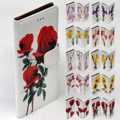 Flower Theme Print Wallet Flip Mobile Phone Cover