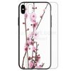 Flower Theme Print Tempered Glass Back Case Mobile Phone Cover