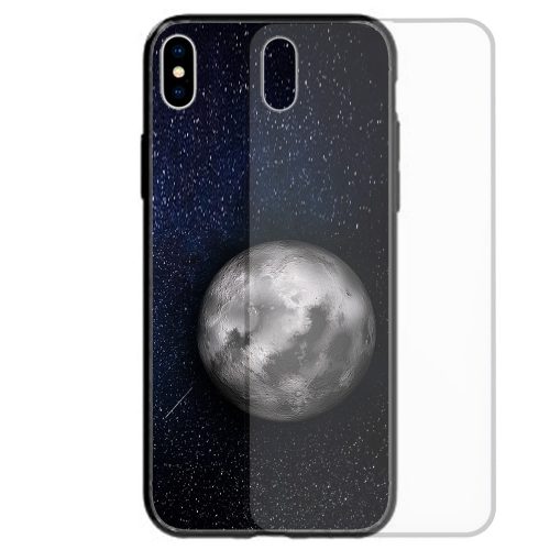 Mobile Phone Cover Tempered Glass Back Case featuring Full Moon on Starry Night Sky Galaxy