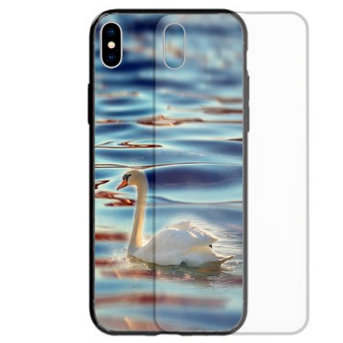 Mobile Phone Cover Tempered Glass Back Case featuring White Swan Floating on Still Water