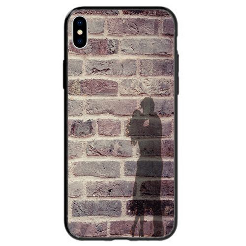 Kissing Couple Silhouette on Brick Wall Background Theme Print Back Case Phone Cover
