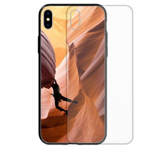 Sand Rock Climb Canyon Silhouette Tempered Glass Back Case Phone Cover Theme Print