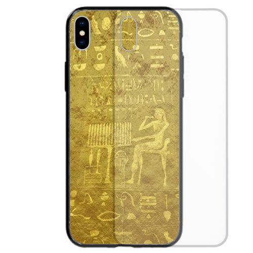 Ancient Egyptian Hieroglyphs Gold Tablet Theme Print Tempered Glass Back Case Mobile Phone Cover