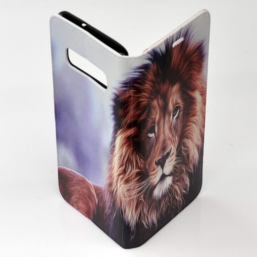 Male Lion Sketch Portrait Theme Print Flip Wallet Mobile Phone Cover