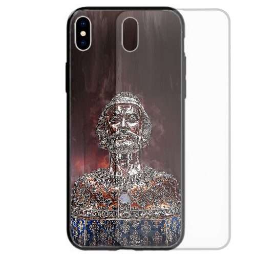 Ancient King Bust Statue Theme Print Tempered Glass Back Case Mobile Phone Cover